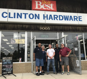 Image of Stuart Shaw and staff at Clinton Hardware.